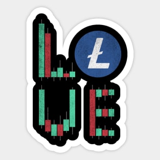 Vintage LOVE Stock Chart Litecoin LTC Coin Valentine Crypto Token Cryptocurrency Blockchain Wallet Birthday Gift For Men Women Kids Sticker